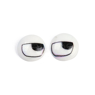 White and Black Flat Round Cartoon Resin Cabochons LS-CRES-Q009-01C-1