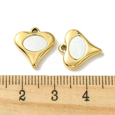 Ion Plating(IP) 304 Stainless Steel Pave Shell Heart Charms FIND-Z028-23G-1