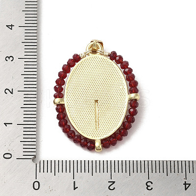 Brass Pave Shell Pendants KK-I708-01D-G-1