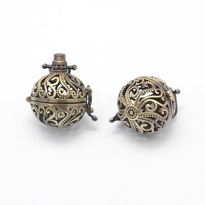 Brass Rack Plating Cage Pendants KK-F722-64AB-RS-1