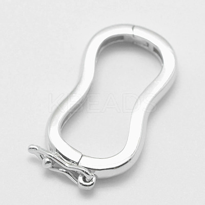 Anti-Tarnish Rhodium Plated 925 Sterling Silver Twister Clasps STER-E056-025P-1