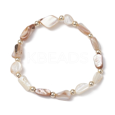 Natural Seashell Beaded Stretch Bracelets for Women BJEW-JB10932-1