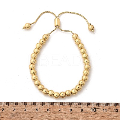 Rack Plating Brass Round Beaded Slider Bracelet for Women BJEW-B066-01A-02-1