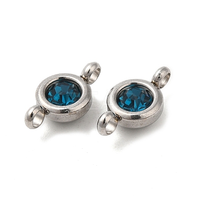 304 Stainless Steel Single Rhinestone Connector Charms STAS-E194-13P-02-1