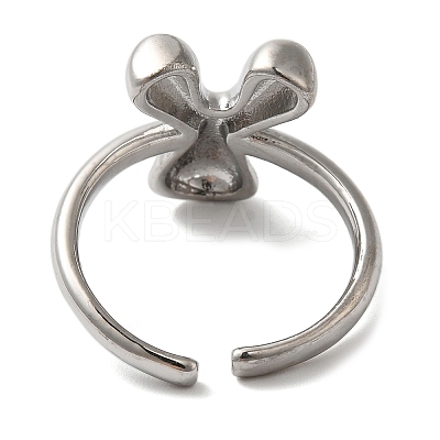 Initials Brass Open Cuff Ring for Women RJEW-N046-02Y-P-1