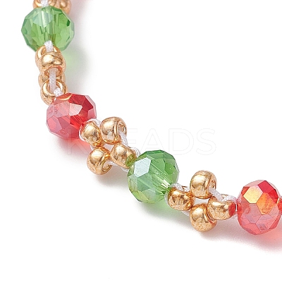 Christmas Handmade Glass Seed & Glass Braided Bead Bracelet BJEW-MZ00249-01-1
