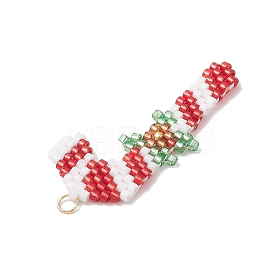 5Pcs 5 Styles Christmas Themed Glass Seed Beaded Pendants PALLOY-MZ00868-1