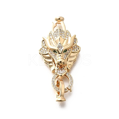 Brass Micro Pave Cubic Zirconia Fold Over Clasps KK-M318-25G-1