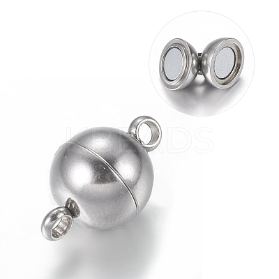 Tarnish Resistant 304 Stainless Steel Magnetic Clasps with Loops LS-STAS-K006-8mm-04C-1