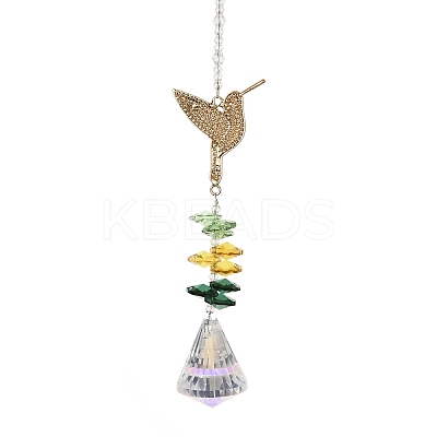 Crystal and Alloy Rhinestones Steel Wire Pendant Decorations HJEW-R050-01KCGP-1