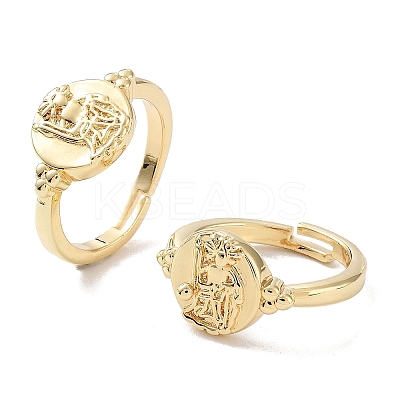 Brass Adjustable Rings for Women RJEW-E292-11G-1