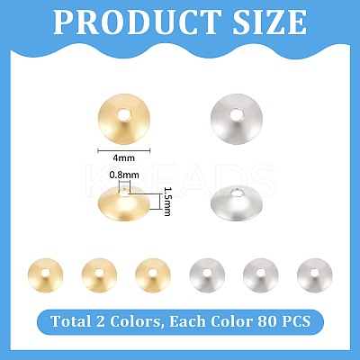 160Pcs 2 Colors 304 Stainless Steel Bead Caps STAS-UN0061-26-1