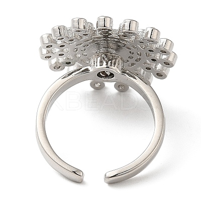 Rotatable Cubic Zirconia Flower Open Ring LS-RJEW-Q776-05P-1