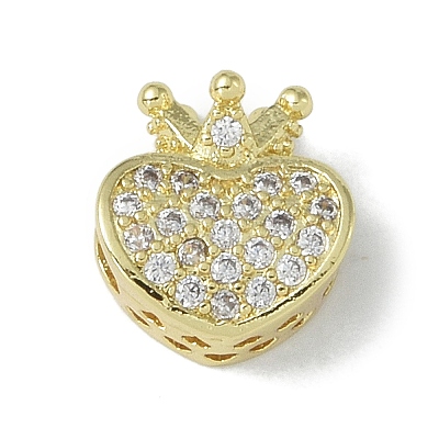 Rack Plating Brass Micro Pave Clear Cubic Zirconia Beads KK-A220-09G-1