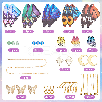 DIY Imitation Leather & Synthetic Moonstone Butterfly Dangle Earring Making Kits DIY-SC0026-33-1