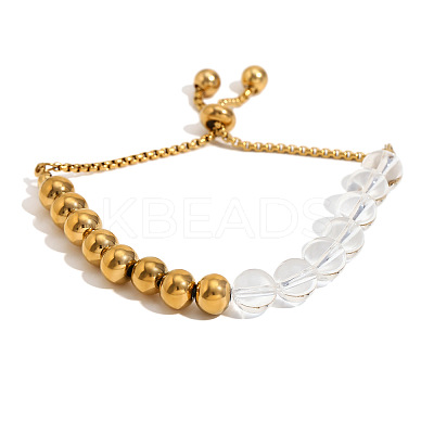Retro Stainless Steel 18K Gold Acrylic Bead Rope Bracelet PM1309-2-1