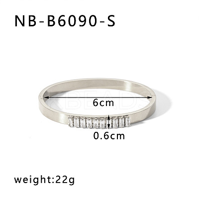 304 Stainless Steel Pave Cubic Zirconia Bangles FS-WG09E60-38-1
