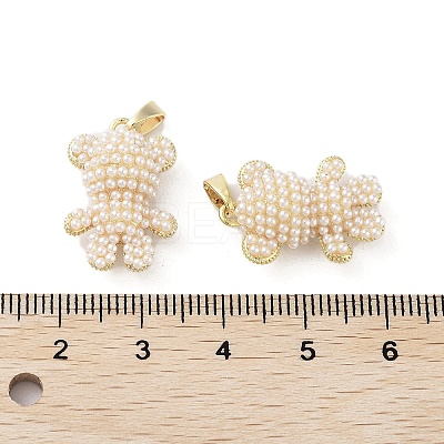 Rack Plating Real 18K Gold Plated Brass with Plastic Imitation Pearl Pendants KK-G482-02G-1