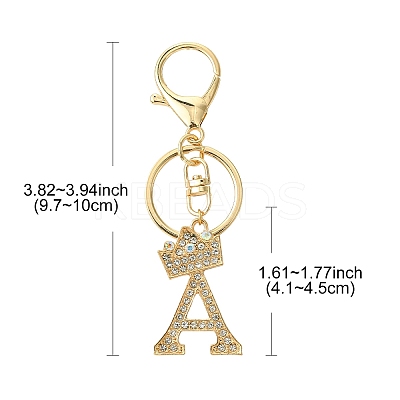 Golden Alloy Rhinestone Keychain KEYC-YW00105-01-1