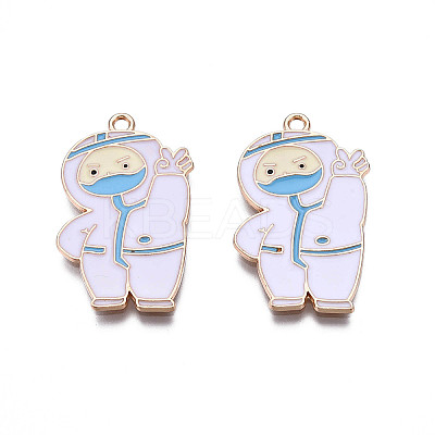 Rack Plating Eco-Friendly Alloy Enamel Pendants ENAM-N052-007-1
