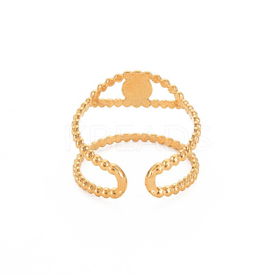 Ion Plating(IP) 304 Stainless Steel Open Pad Ring Cabochon Settings STAS-S119-157G-1