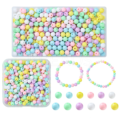 36Pcs 6 Colors Opaque Acrylic Beads MACR-YW0003-24A-1