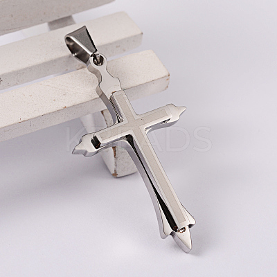 Tarnish Resistant Cross 304 Stainless Steel Surface Pendants STAS-D147-03-1