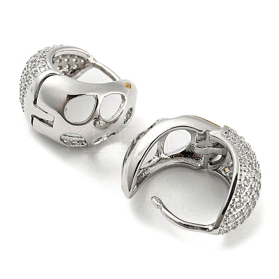 Brass Micro Pave Clear Cubic Zirconia Thick Hoop Earrings EJEW-Q785-07P-1