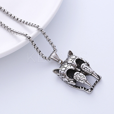 Vintage Men's Punk Necklace with Stainless Steel Animal Pendant for Titanium Warriors. LS-PN8087-1