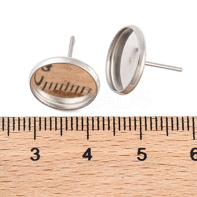 Tarnish Resistant 304 Stainless Steel Flat Round Stud Earring Settings X-STAS-I017-01-1