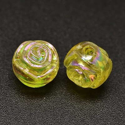 AB Color Plated Flower Electroplated Eco-Friendly Transparent Acrylic Beads PACR-I001-M-1