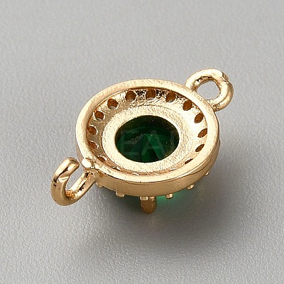 Light Gold Plated Brass Pave Cubic Zirconia Connector Charms KK-CJC0001-41KCG-07-1