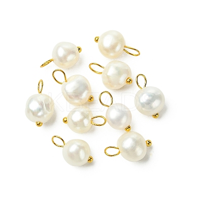 10Pcs Natural Cultured Freshwater Pearl Two Sides Polished Charms PALLOY-YW00075-01-1