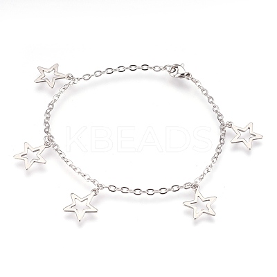 Tarnish Resistant 304 Stainless Steel Charm Bracelets BJEW-G596-13P-1