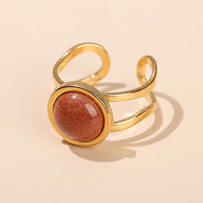 304 Stainless Steel & Goldstone Cuff Rings FS-WGDE3F0-24-1