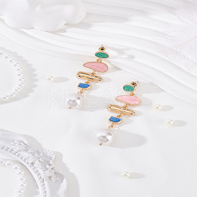 1Pair Colorful Pearl Earrings for Women EJEW-LP0011-04-1