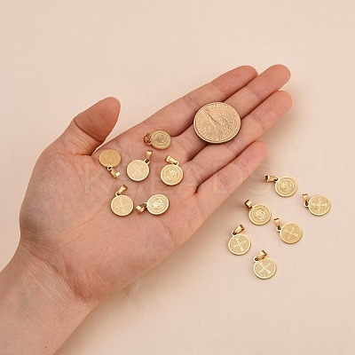 Flat Round with San Benito & Word 304 Stainless Steel Charms X-STAS-I036-03A-1