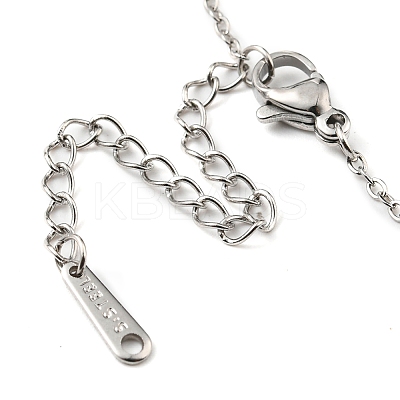 Non-Tarnish 201 Stainless Steel Moon Pendant Necklace with Cable Chains NJEW-Q317-32P-1