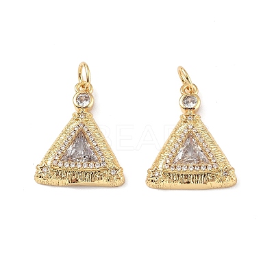 Brass Micro Pave Clear Cubic Zirconia Pendants KK-E068-VF328-1