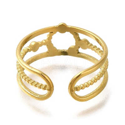 Ion Plating(IP) 304 Stainless Steel Open Cuff Ring Components RJEW-U017-08G-1