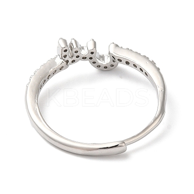 Rack Plating Brass Cubic Zirconia Arabic Letters Adjustable Rings for Women RJEW-S407-10P-07-1