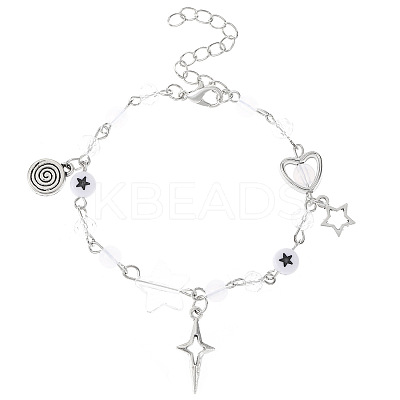 Star & Heart Alloy Link and Charm Bracelets WH-WG59E61-01-1