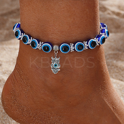 Resin Evil Eye Alloy Charm Anklets WG9874B-06-1