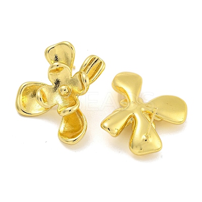 Rack Plating Flower Brass Stud Earrings EJEW-I313-09G-1