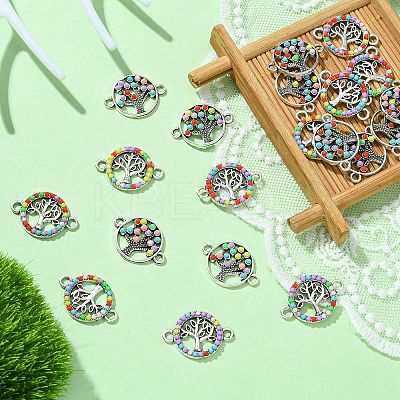 20Pcs 2 Styles Alloy Enamel Tree of Life Connector Charms FIND-CJ0001-62-1