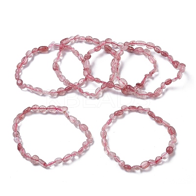 Natural Strawberry Quartz Beads Stretch Bracelets for Women BJEW-Z158-02D-02-1