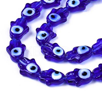 Handmade Evil Eye Lampwork Beads Strands LAMP-WH0006-06E-1