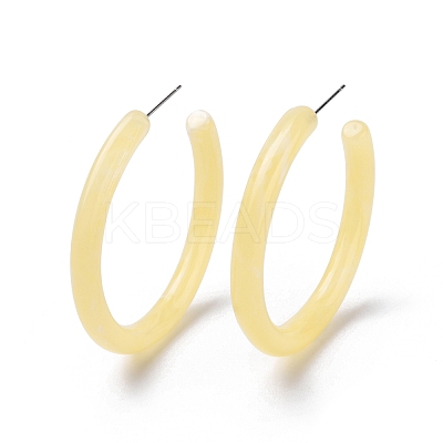 Acrylic Ring Stud Earrings EJEW-M217-05-1