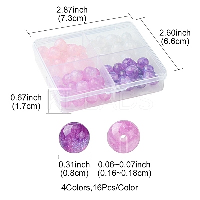 64Pcs 4 Colors Round Imitation Cat Eye Resin Beads RESI-FS0001-66B-1
