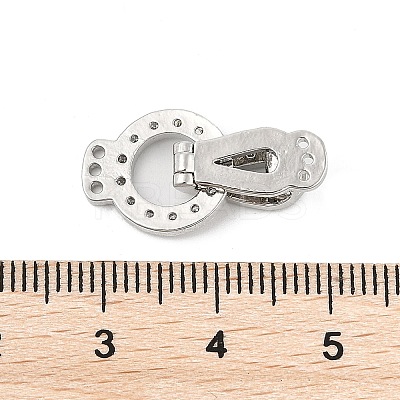 Brass Micro Pave Clear Cubic Zirconia Fold Over Clasps KK-P299-07P-1